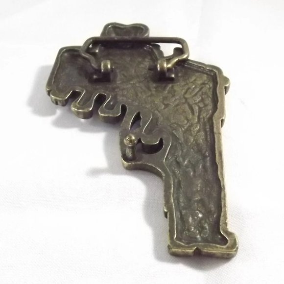 Distressed Pistol in a Skeleton Hand Novelty Belt Buckle - Picture 9 of 9